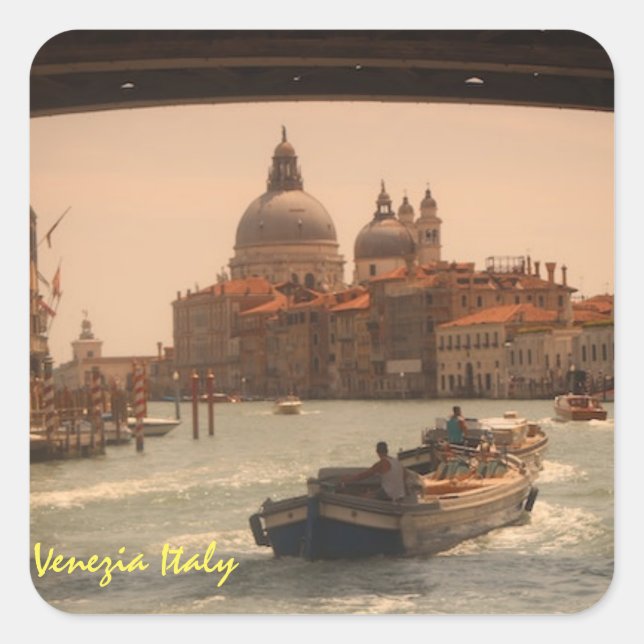 Venedig-Italien-Canal Vintag Quadratischer Aufkleber (Vorderseite)