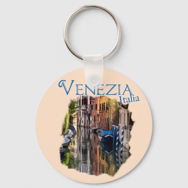 Venedig, Italien: Farbenfroher Kanal Schlüsselanhänger (Vorderseite)