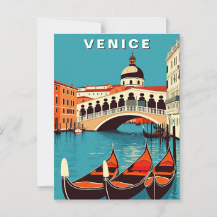 Venedig Italien Gondel Kanal Vintage  Postkarte
