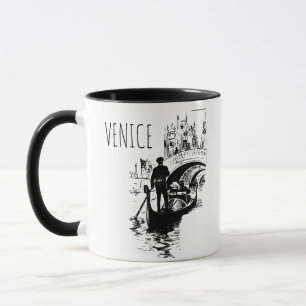 Venedig Italien Gondel Schwarz-Weiß-Kaffeetasse Tasse