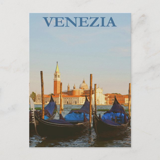 Venedig, Italien Gondelbahn Vintage Reise Postkart Postkarte (Vorderseite)