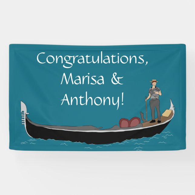 Venedig, Italien Gondola und Gondolier Aquamarin B Banner (Horizontal)