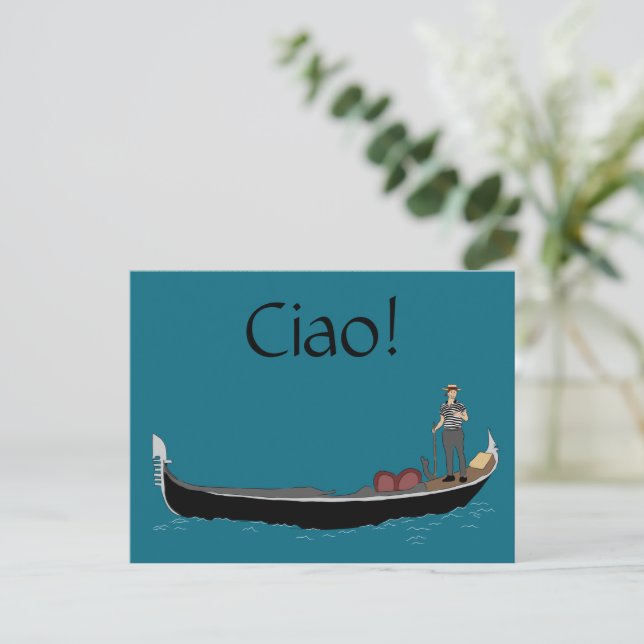Venedig, Italien Gondola und Gondolier Aquamarin B Postkarte (Stehend Vorderseite)