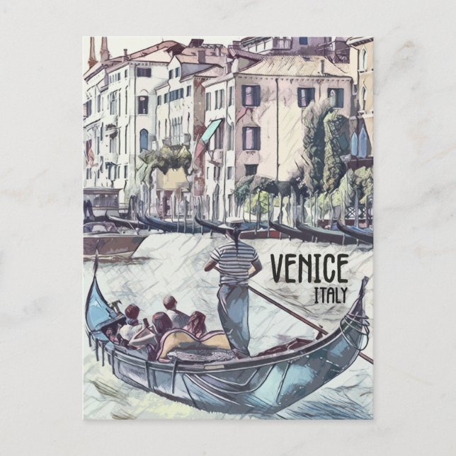 Venedig Italien Gondola Vintager Stil Welt Postkarte (Vorderseite)