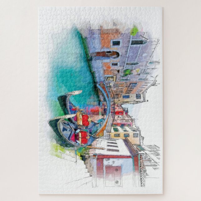 Venedig Italien Handgezeichnete Landschaft (Vertikal)