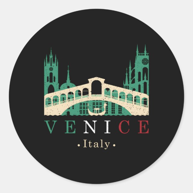 Venedig Italien Iconic Gondola Rialto Brücke Ponte Runder Aufkleber (Vorderseite)