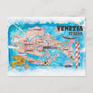 Venedig Italien Illustrierte Karte mit den Hauptka