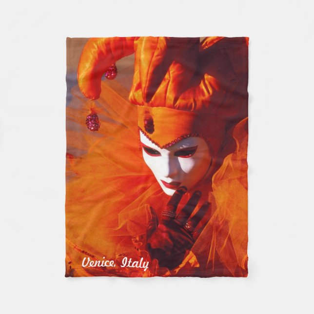Venedig, Italien (IT) - orange Karnevals-Kostüm Fleecedecke (Vorderseite)