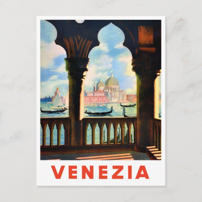 Venedig Italien Jahrgang Reise Postkarte (Vorderseite)