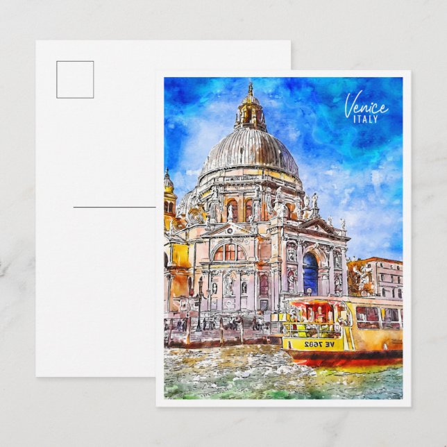 Venedig Italien Jahrgang Reise Wasserfarbe Postkarte (Vorne/Hinten)