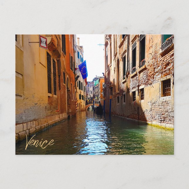 Venedig Italien Kanal Lebend Hübsche kleine Brücke Postkarte (Vorderseite)