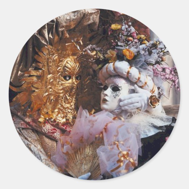 Venedig Italien Karneval Museum ~ Italienisches Fe Runder Aufkleber (Vorderseite)