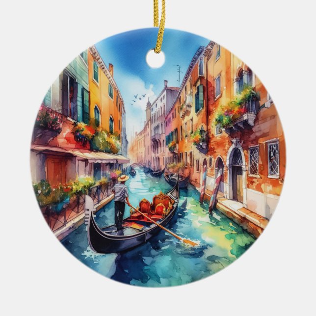 Venedig Italien Keramik Wasserfarbe Ornament (Vorne)