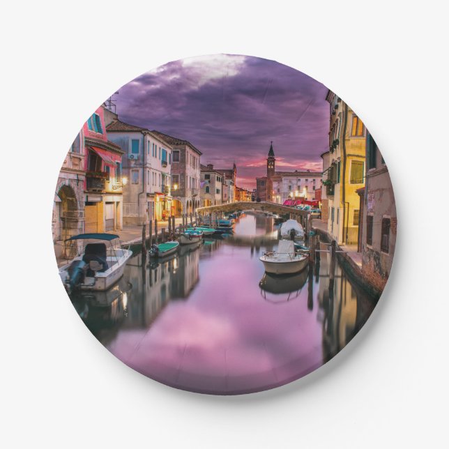 Venedig, Italien - Landschaftlicher Kanal und Vene Pappteller (Vorderseite)