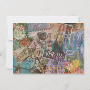 Venedig Italien Reisen Vintage Hübsche Kunst Einladung