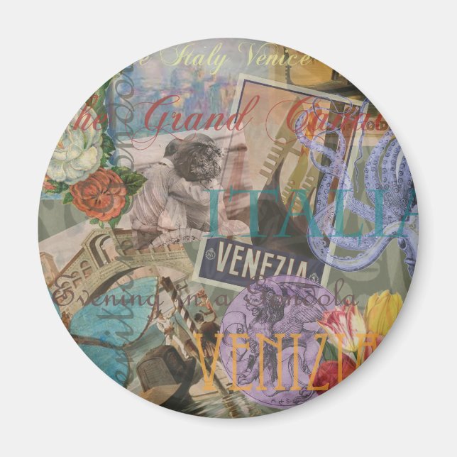 Venedig Italien Reisen Vintage Hübsche Kunst Magnet (Vorne)