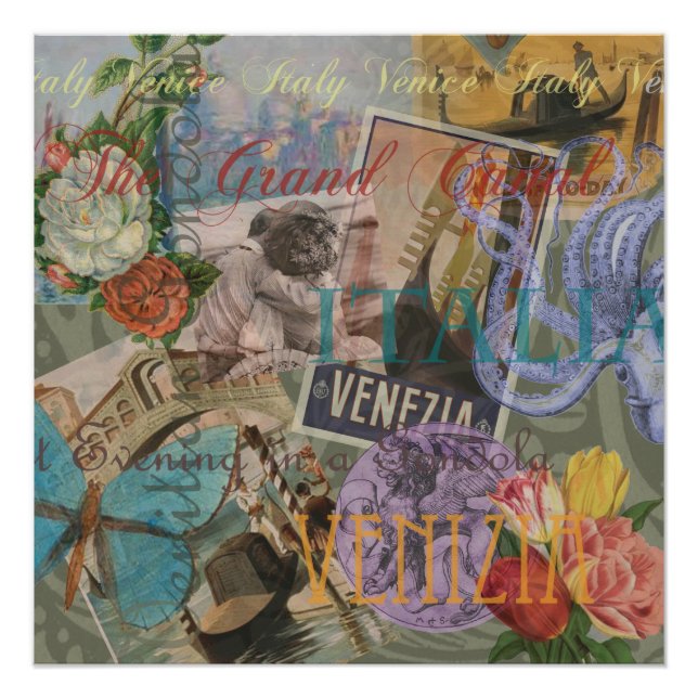 Venedig Italien Reisen Vintage Hübsche Kunst Poster (Vorderseite)