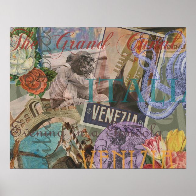 Venedig Italien Reisen Vintage Hübsche Kunst Poster (Vorne)
