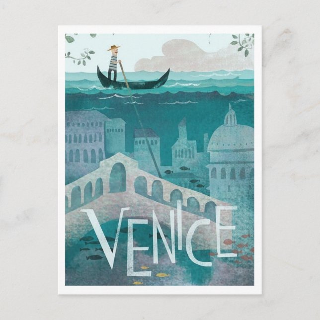 Venedig, Italien, Reiseroute Postkarte (Vorderseite)