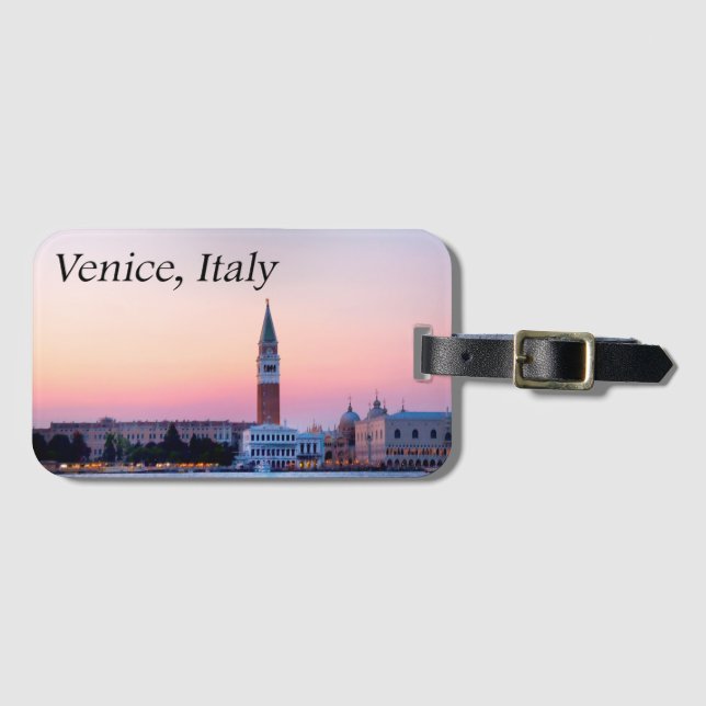 Venedig, Italien - rosa Gepäckmarke Gepäckanhänger (Vorderseite (Horizontal))
