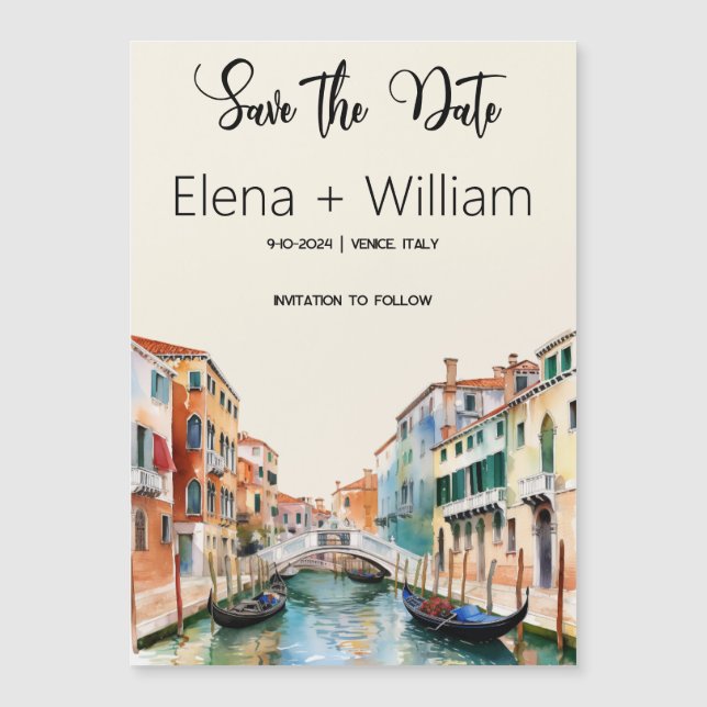 Venedig Italien Save the Date mit italienischen Fl Magneteinladung (Vorderseite)