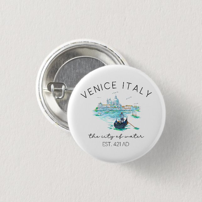 Venedig Italien Urlaubs-Souvenir Button (Vorne & Hinten)