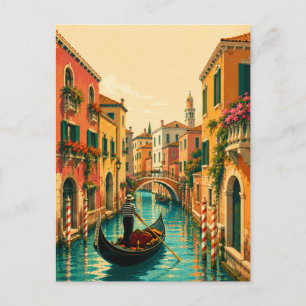 Venedig Italien Venezianischer Kanal Gondel Souven Postkarte