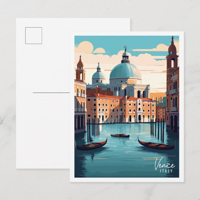 Venedig Italien Vintage Reise Illustration Postkarte (Vorne/Hinten)