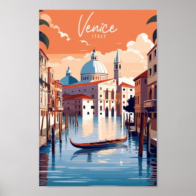 Venedig Italien Vintage-Reise-Ort-Abbildung Poster (Vorne)