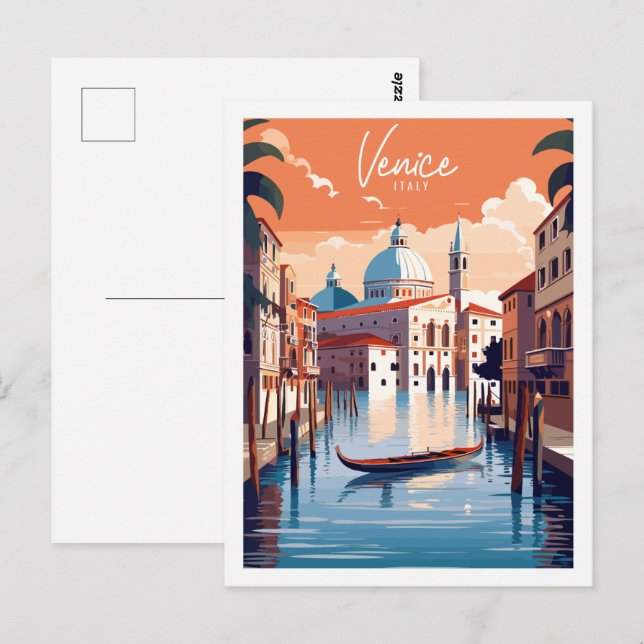 Venedig Italien Vintage-Reise-Ort-Abbildung Postkarte (Vorne/Hinten)