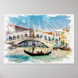Venedig, Italien - Wasserfarbe Poster