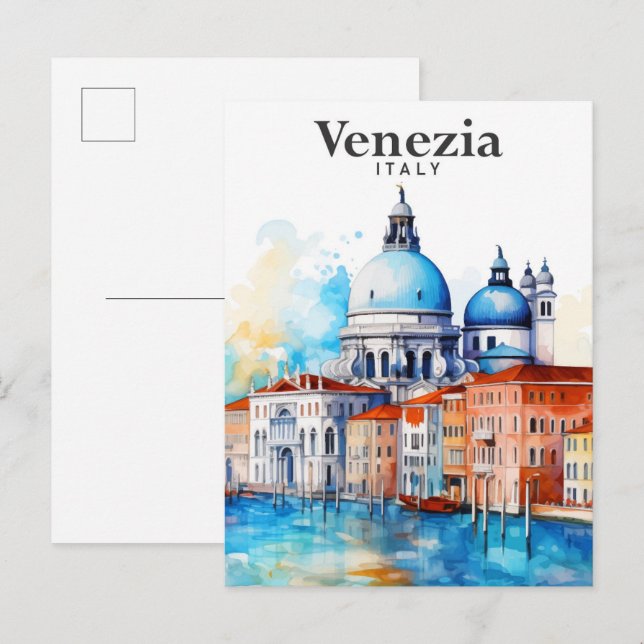 Venedig - Italien Wasserfarbenmalerei Postkarte (Vorne/Hinten)