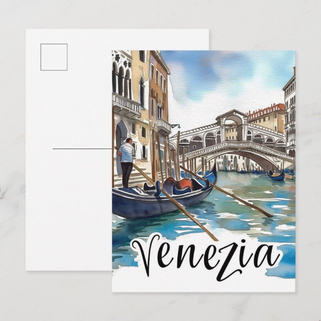 Venedig - Italien Wasserfarbenmalerei Postkarte (Vorne/Hinten)