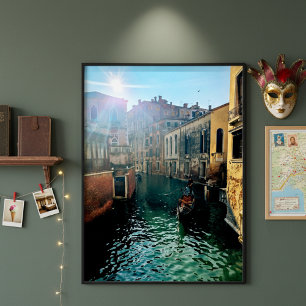 Venedig-Kanal-Gondel-Italienische-Architektur-Foto Poster