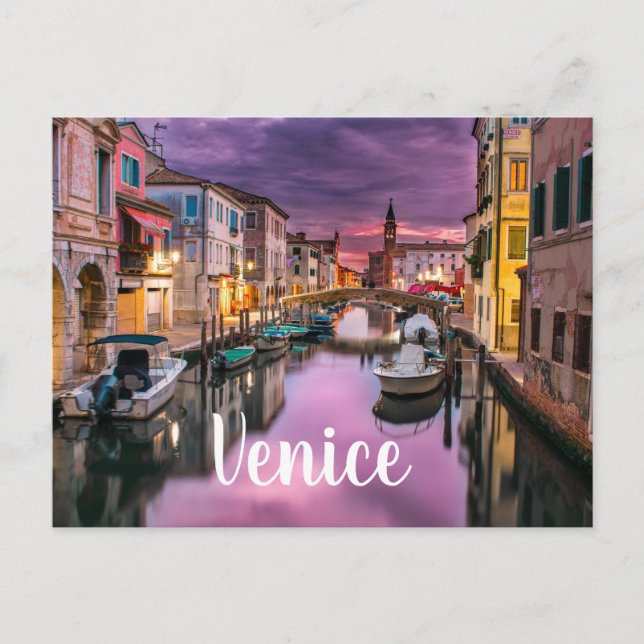 Venedig-Kanal im Lila Himmel Postkarte (Vorderseite)