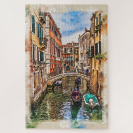 Venedig Kanal mit Häusern und Gondel. Italien.
