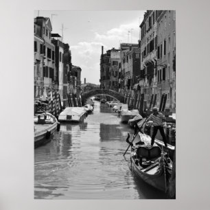 Venedig-Kanal-Plakat Schwarzweiss Poster