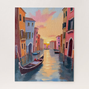 Venedig Kanal Sonnenuntergang Gondel Aquarell Reis