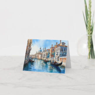 Venedig Kanal und Gondola Aquarellmalerei. Karte