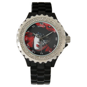 Venedig-Karnevals-bunte traditionelle rote Maske Armbanduhr