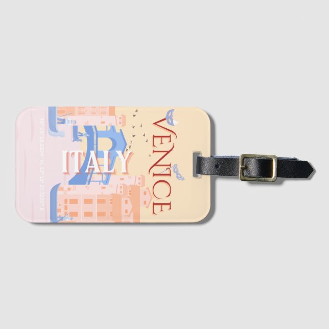 Venedig Kunst, Italien, Reisen Kunst, Retro Gepäckanhänger (Vorderseite (Horizontal))