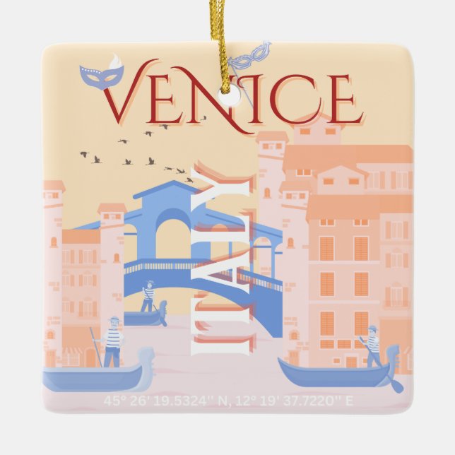 Venedig Kunst, Italien, Reisen Kunst, Retro Keramikornament (Vorderseite)