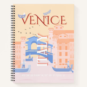 Venedig Kunst, Italien, Reisen Kunst, Retro Notizbuch