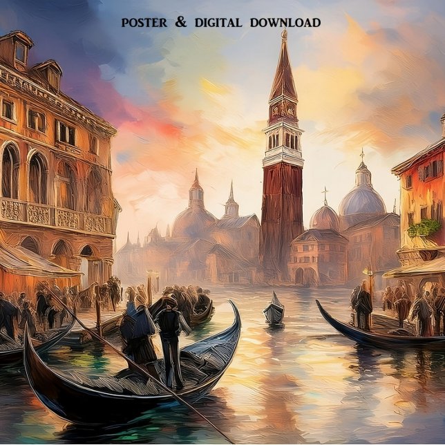 Venedig Landschaft: Sonnenuntergang, Canal Grande, Poster (Von Creator hochgeladen)