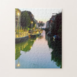 Venedig Lido Kanal bei Dämmerung Italienische Sich