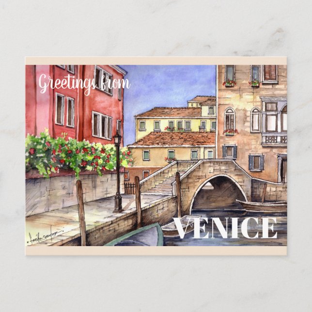 Venedig - Pen & Wash Postcard Postkarte (Vorderseite)