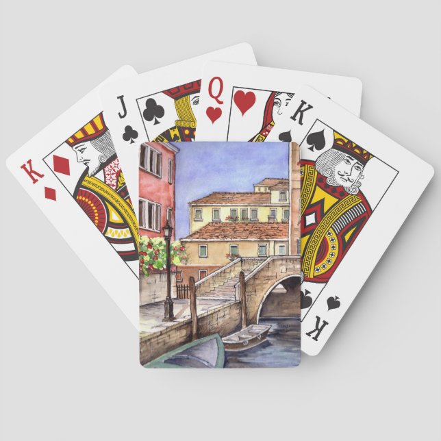 Venedig - Pen & Wash Wasserfarbe Spielkarten (Rückseite)