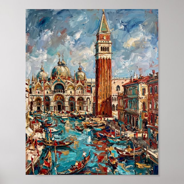 Venedig Poster Luxuriöse Abstrakte Ölgemälde (Vorne)