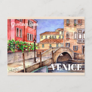 Venedig - Postkarte mit Feder und Wasserfarbe