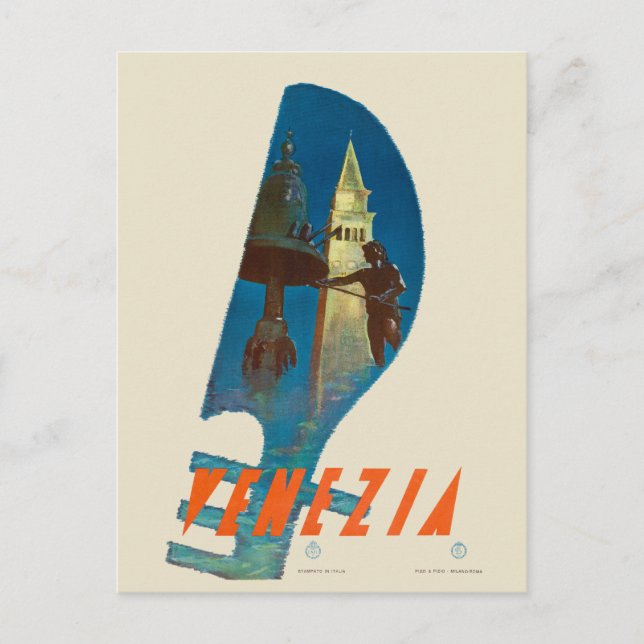 Venedig Reiseplakat 1930 Postkarte (Vorderseite)